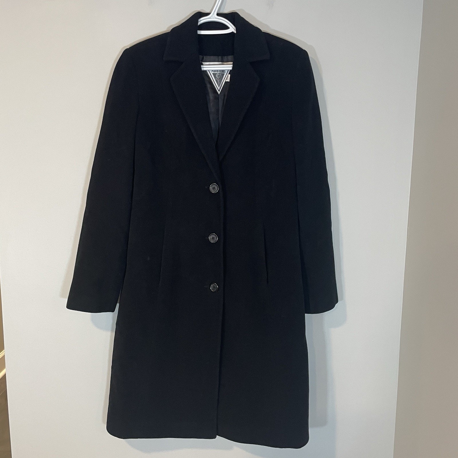 Vintage Marvin Richards Wool Cashmere Long Pea Coat Size 4 Black Women’s Dressy